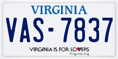 VA license plate VAS7837