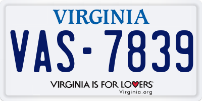 VA license plate VAS7839