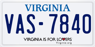 VA license plate VAS7840