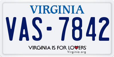 VA license plate VAS7842