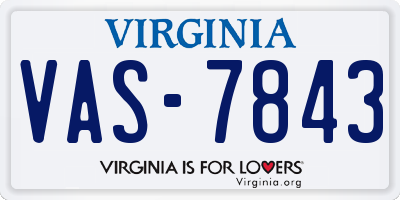 VA license plate VAS7843