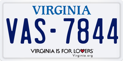 VA license plate VAS7844