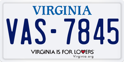 VA license plate VAS7845