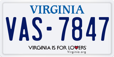 VA license plate VAS7847