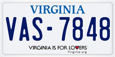 VA license plate VAS7848