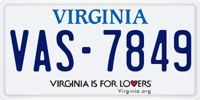 VA license plate VAS7849