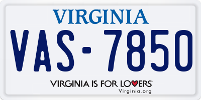 VA license plate VAS7850