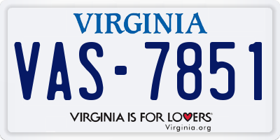 VA license plate VAS7851