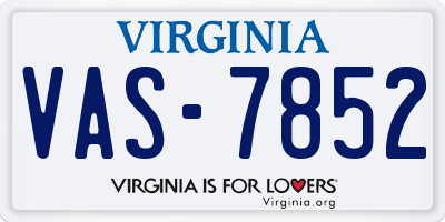 VA license plate VAS7852