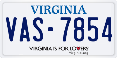 VA license plate VAS7854