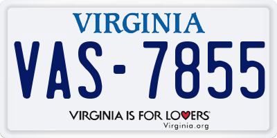 VA license plate VAS7855