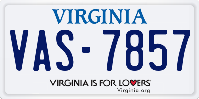 VA license plate VAS7857