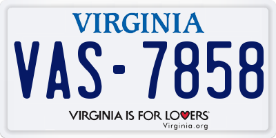 VA license plate VAS7858