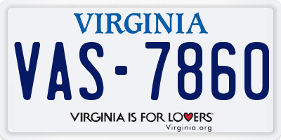 VA license plate VAS7860