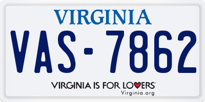 VA license plate VAS7862