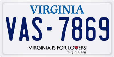 VA license plate VAS7869