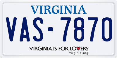 VA license plate VAS7870