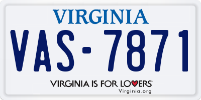 VA license plate VAS7871