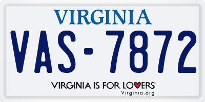 VA license plate VAS7872