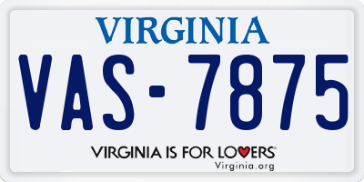 VA license plate VAS7875