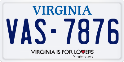 VA license plate VAS7876