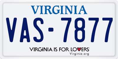 VA license plate VAS7877