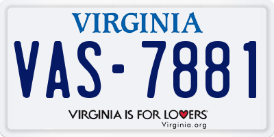 VA license plate VAS7881