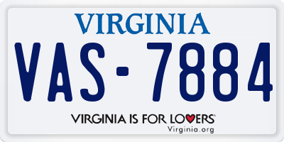 VA license plate VAS7884