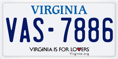 VA license plate VAS7886