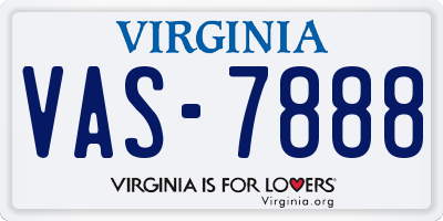 VA license plate VAS7888