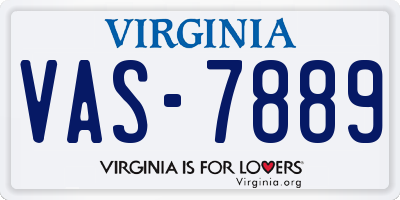 VA license plate VAS7889