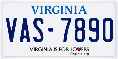 VA license plate VAS7890