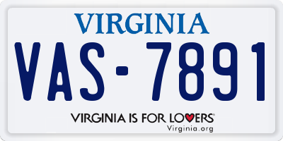 VA license plate VAS7891