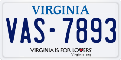 VA license plate VAS7893