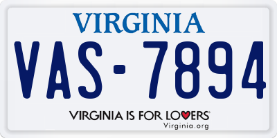 VA license plate VAS7894