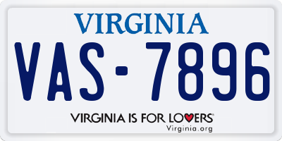 VA license plate VAS7896