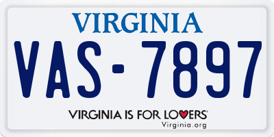 VA license plate VAS7897