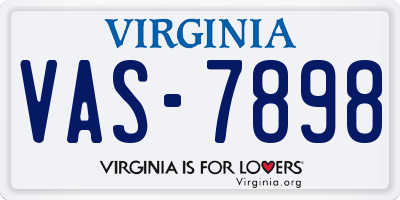 VA license plate VAS7898