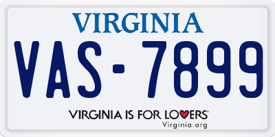 VA license plate VAS7899