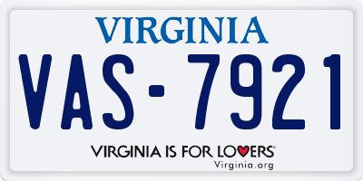 VA license plate VAS7921
