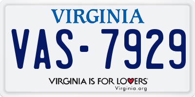 VA license plate VAS7929