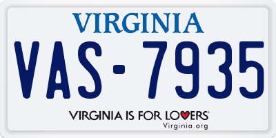 VA license plate VAS7935