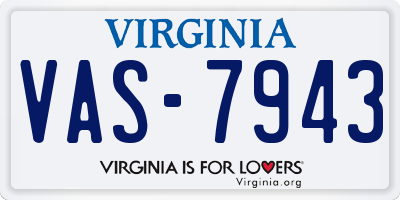 VA license plate VAS7943