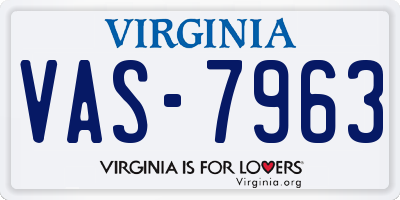 VA license plate VAS7963