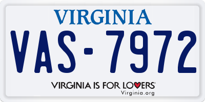 VA license plate VAS7972