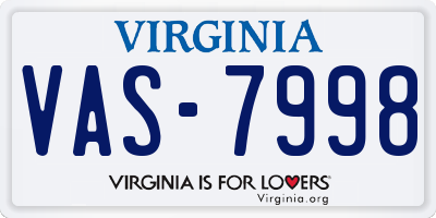 VA license plate VAS7998