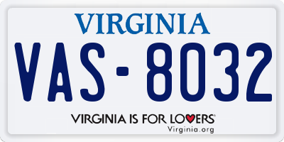 VA license plate VAS8032