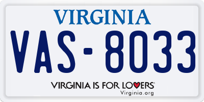 VA license plate VAS8033