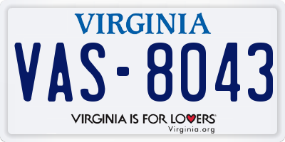VA license plate VAS8043