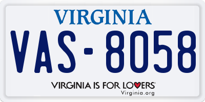 VA license plate VAS8058